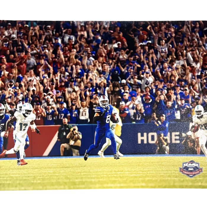 Terrel Bernard Unsigned Running with Ball vs. Miami (Horizontal) 8x10 Photo