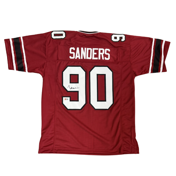 TJ Sanders Autographed Pro-Style Red College Football Jersey