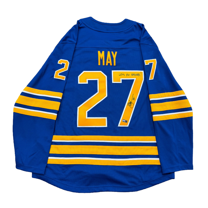 Brad May Signed Buffalo Sabres Authentic Blue Jersey with "Lets Go Sabres"