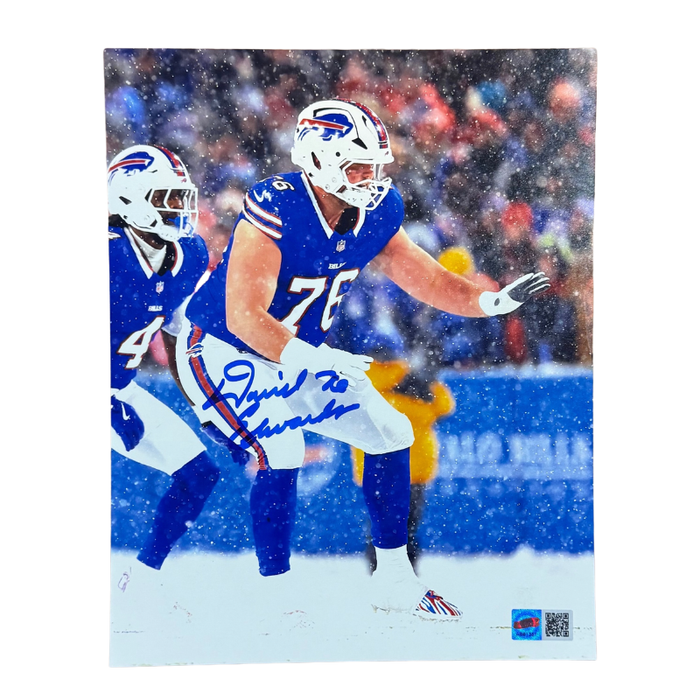 David Edwards Signed Blocking in Snow 8x10