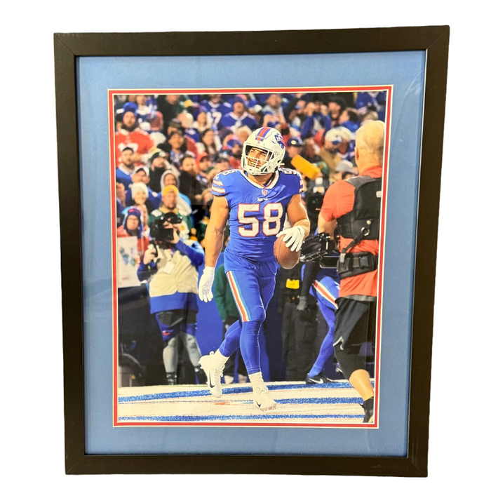 Matt Milano Unsigned Standing in Blue w/ Ball 16x20 Photo Professionally Framed