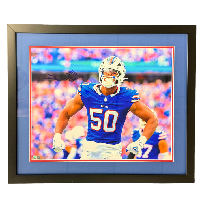Greg Rousseau Signed Flexing in Blue 16x20 Photo Professionally Framed