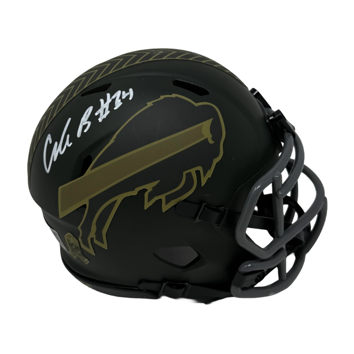 Cole Bishop Signed Buffalo Bills 2025 Salute to Service Speed Mini Helmet
