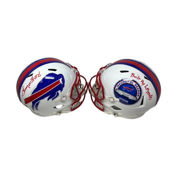 Thurman Thomas Signed TSE Exclusive Riddell Inaugural Buffalo Bills Full Size White Speed Replica Helmet with "Built by Legends"