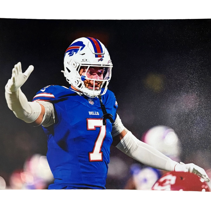 Taron Johnson Unsigned Arm Out vs. Chiefs 8x10 Photo