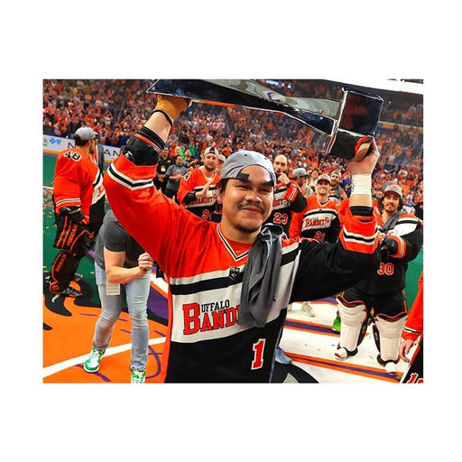 PRE-SALE: Tehoka Nanticoke Signed Holding NLL Trophy Front View Photo PRE-SALE TSE Buffalo 