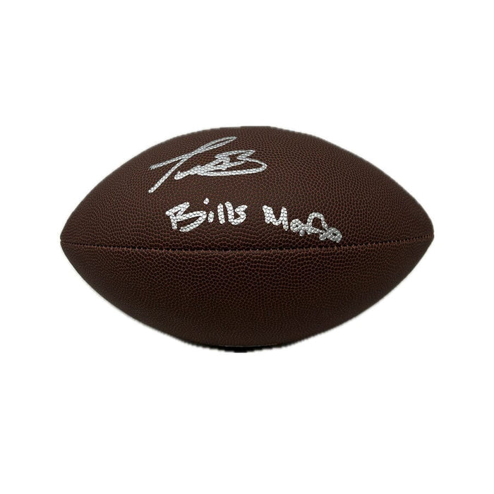 Terrel Bernard Signed Wilson Replica Football with "Bills Mafia" Signed Footballs TSE Buffalo 