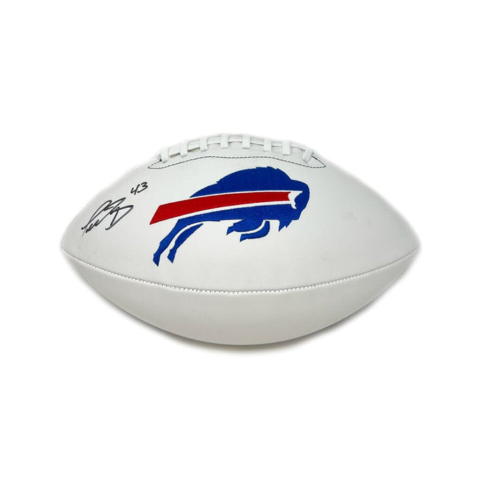 Terrel Bernard Signed Buffalo Bills White Logo Football Signed Footballs TSE Buffalo 