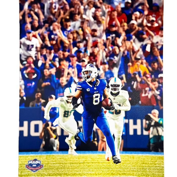 Terrel Bernard Unsigned Running with Ball vs. Miami 8x10 Photo