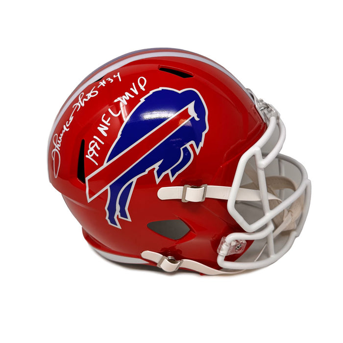 Thurman Thomas Signed Buffalo Bills Full Size Red Throwback Speed Replica Helmet with 1991 NFL MVP