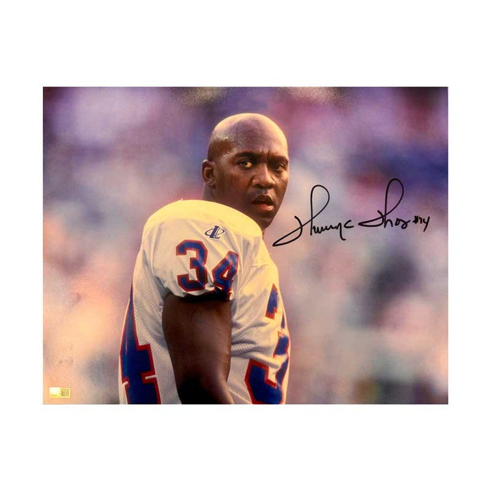 Thurman Thomas Signed Close up in White 16x20 Photo