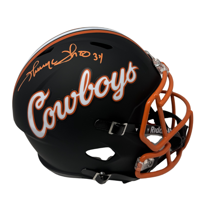 Thurman Thomas Signed Oklahoma State Black Full Size Replica Helmet