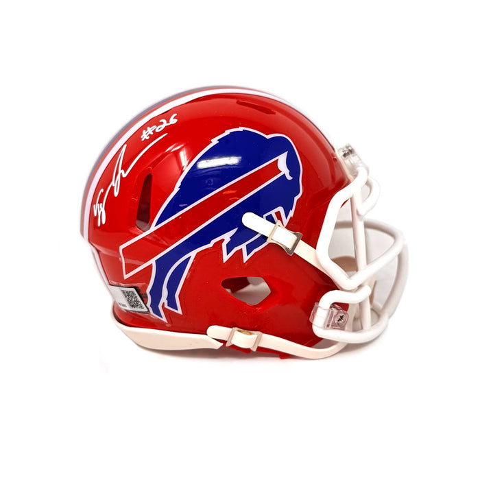 Ty Johnson Signed Buffalo Bills Red Throwback Speed Mini Helmet