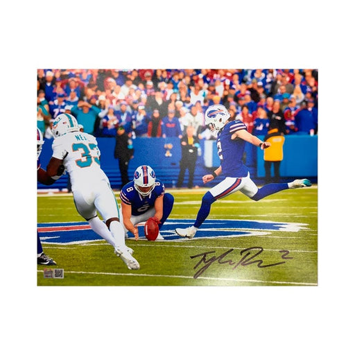 Tyler Bass Signed Kick vs Miami Photo Signed Photos TSE Buffalo 