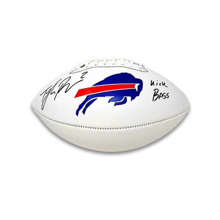 Tyler Bass Signed Buffalo Bills White Logo Football