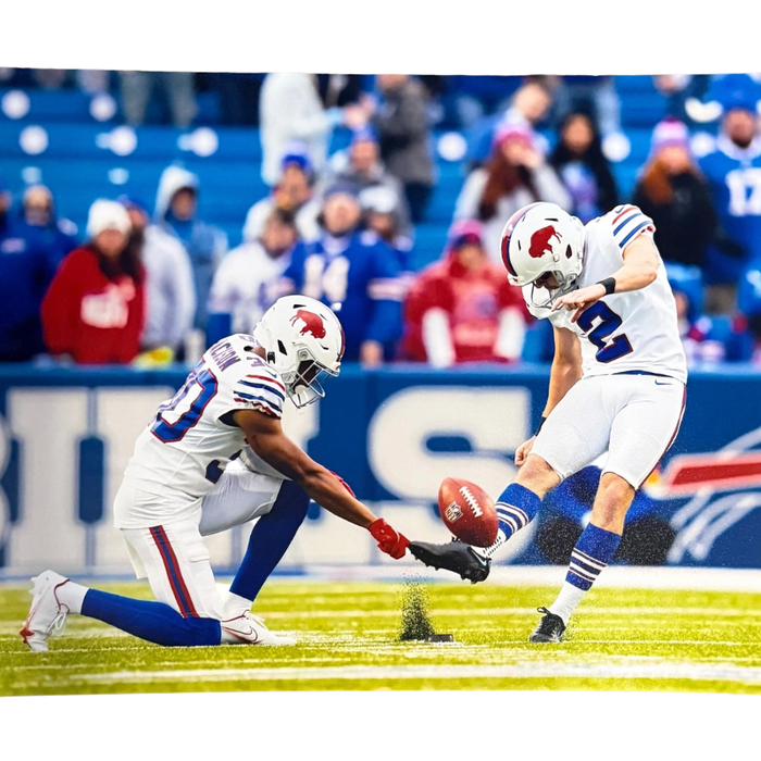 Tyler Bass Kicking In Classic Uniform Unsigned 8x10 Photo
