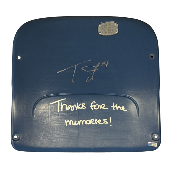 Tyrell Shavers Autographed Authentic Highmark Stadium Blue Seatback with "Thanks for the Memories"