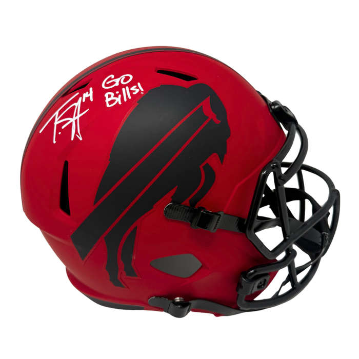 Tyrell Shavers Signed Buffalo Bills Full Size Rave Speed Replica Helmet with "Go Bills"