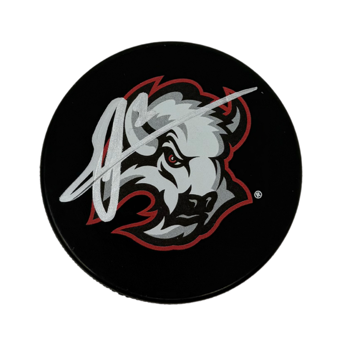 Ukko-Pekka Luukkonen Signed Buffalo Sabres Large Goathead Logo Hockey Puck