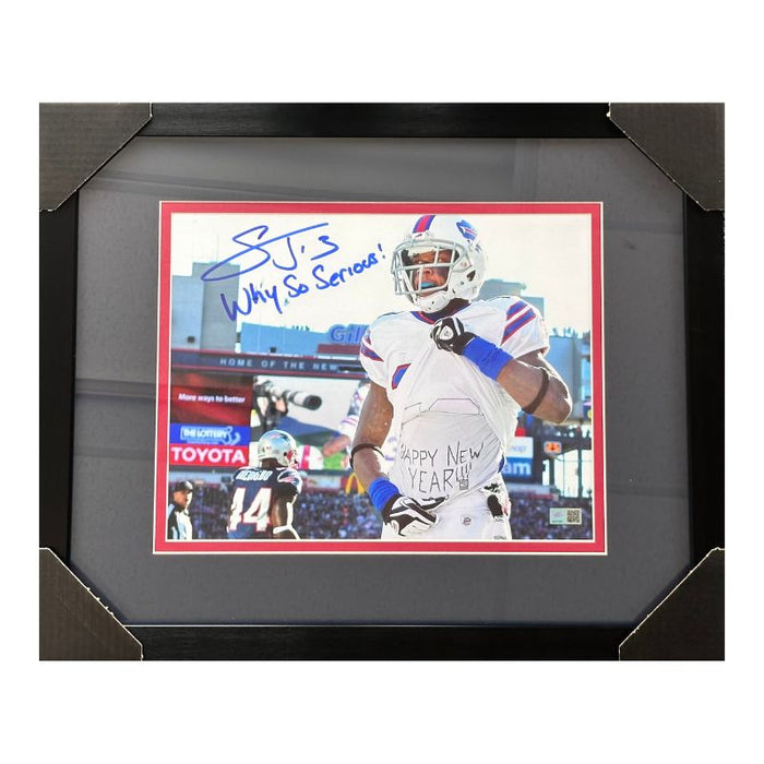 Stevie Johnson Signed Happy New Year 11x14 Photo with "Why So Serious" Professionally Framed