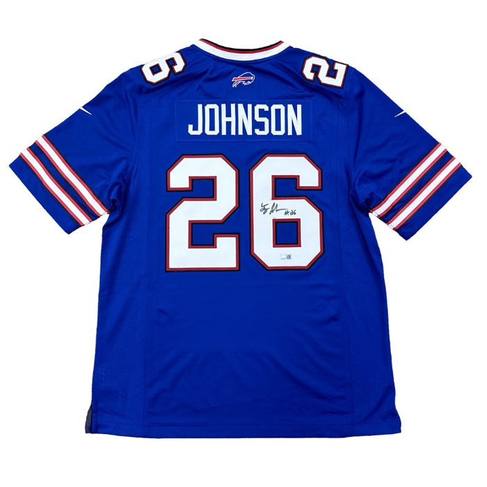 Ty Johnson Signed Buffalo Bills Nike Authentic Blue Stitched Jersey