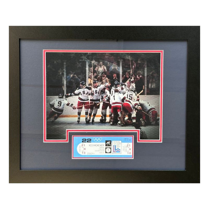 1980 Team USA Unsigned Celebration 11x14 Photo with Replica Ticket Professionally Framed
