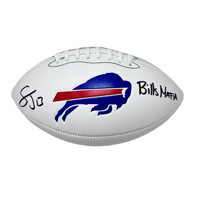 Stevie Johnson Signed Buffalo Bills White Logo Football with Bills Mafia