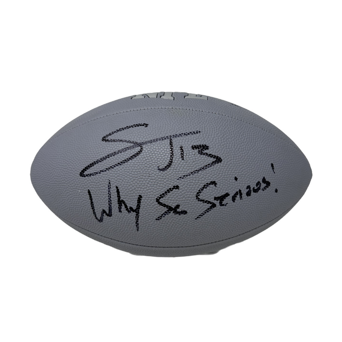 Stevie Johnson Signed Grey Wilson Replica Football with Why So Serious