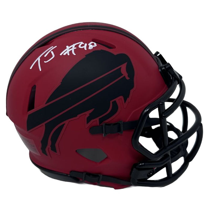 TJ Sanders Signed Buffalo Bills RAVE Speed Mini Helmet
