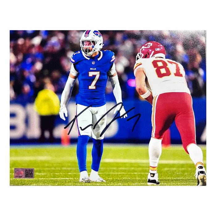 Taron Johnson Signed Covering Travis Kelce 8x10 Photo