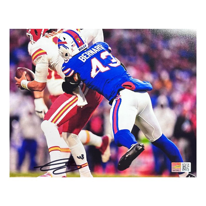 Terrel Bernard Signed Sacking Patrick Mahomes Photo