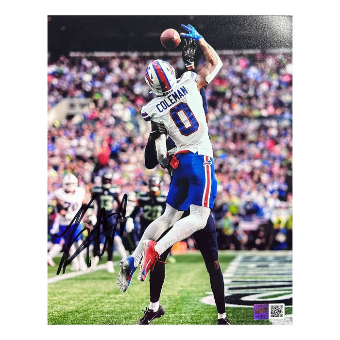 Keon Coleman Signed Jumping to Catch Ball vs Seattle Seahawks Photo