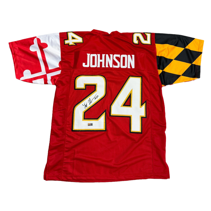 DOORBUSTER: Ty Johnson Signed Pro-Style Red College Football Jersey