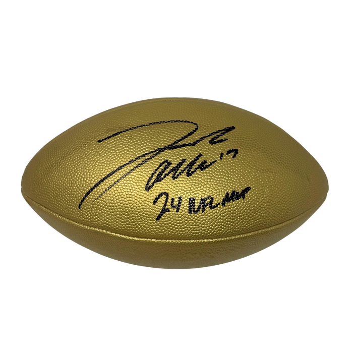 Josh Allen Signed Gold Wilson Replica Football with "24 NFL MVP"