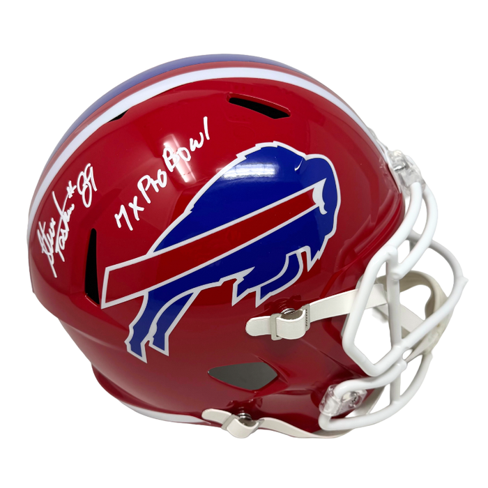 Steve Tasker Signed Buffalo Bills Full Size Red Throwback Replica with 7x Pro Bowl