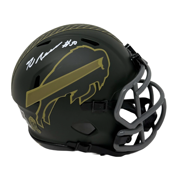 Greg Rousseau Signed Buffalo Bills 2025 Salute to Service Speed Mini Helmet