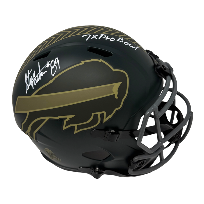 Steve Tasker Signed Buffalo Bills Full Size 2025 Salute to Service Speed Replica Helmet with 7x Pro Bowl