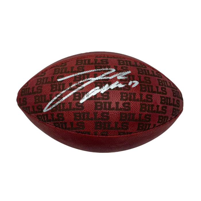 Josh Allen Signed Duke Authentic Showcase Football with Bills Logo Panel