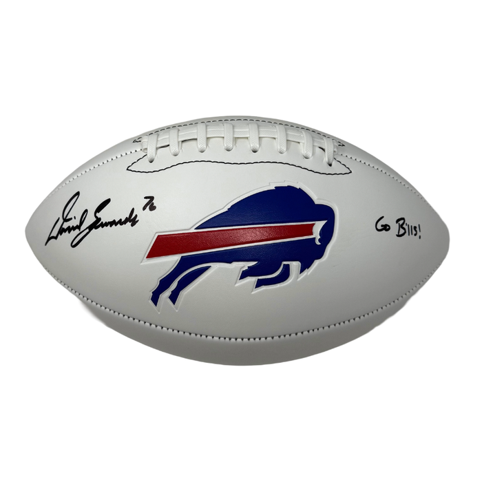 David Edwards Signed Buffalo Bills White Logo Football with Go Bills