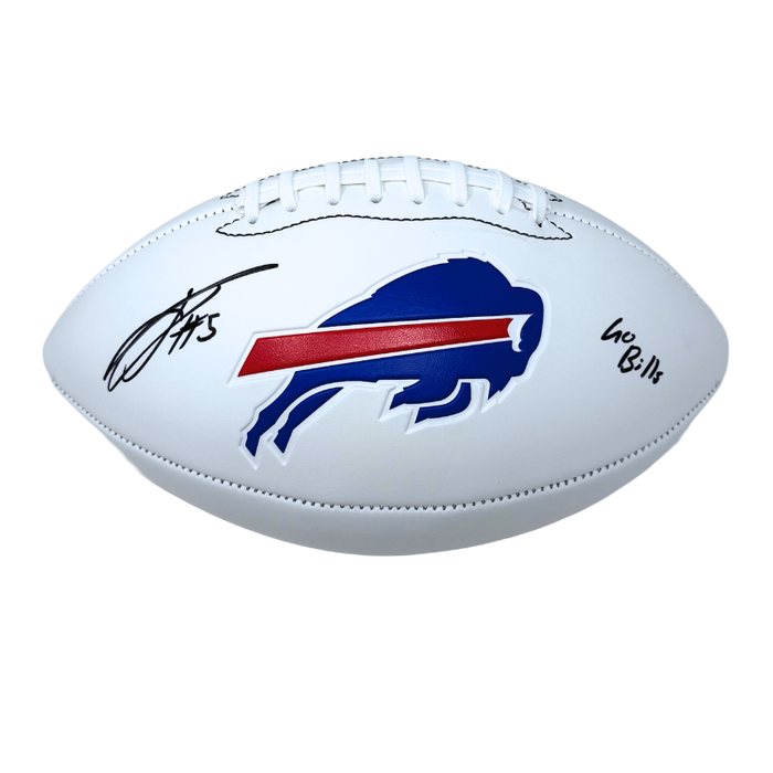 Joshua Palmer Signed Buffalo Bills White Logo Football with Go Bills