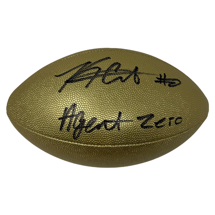 Keon Coleman Signed Wilson Replica Gold Football with Agent Zero