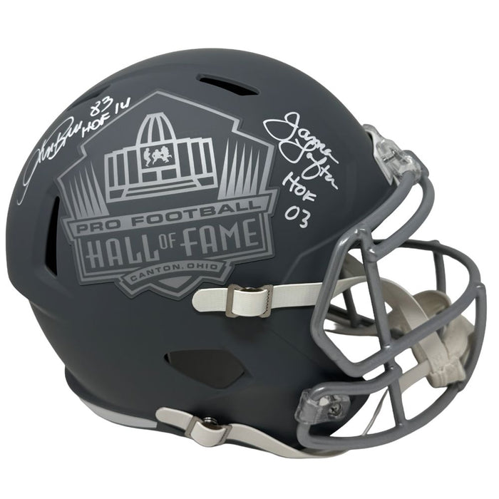 Andre Reed and James Lofton Dual Signed Full Size Slate Hall of Fame Speed Replica Helmet with HOF 14 and HOF 03