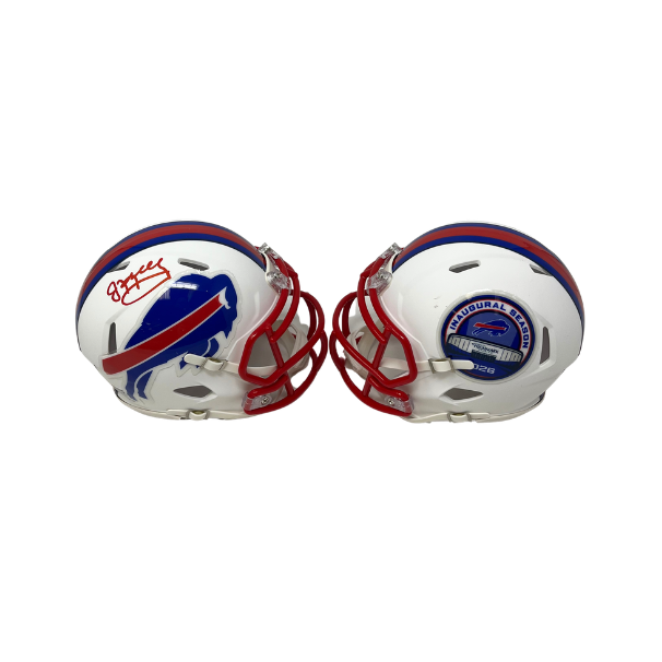 Jim Kelly Signed TSE Exclusive Riddell Inaugural Buffalo Bills White Speed Mini Helmet