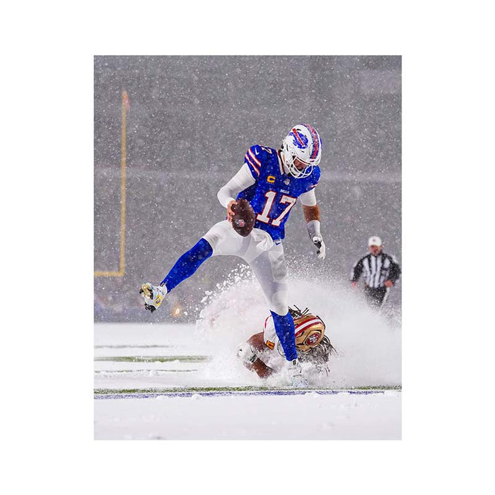 PRE-SALE: Josh Allen Signed 49ers Missed Tackle in Snow Photo
