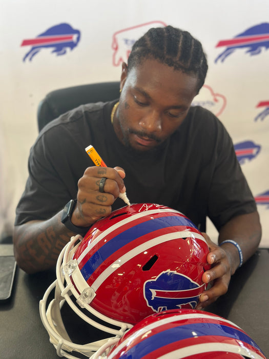 Christian Benford Signed Buffalo Bills Full Size Red Throwback Speed Replica Helmet