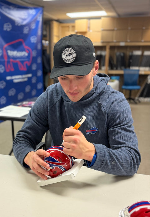 Cole Bishop Signed Buffalo Bills Red Throwback Speed Mini Helmet