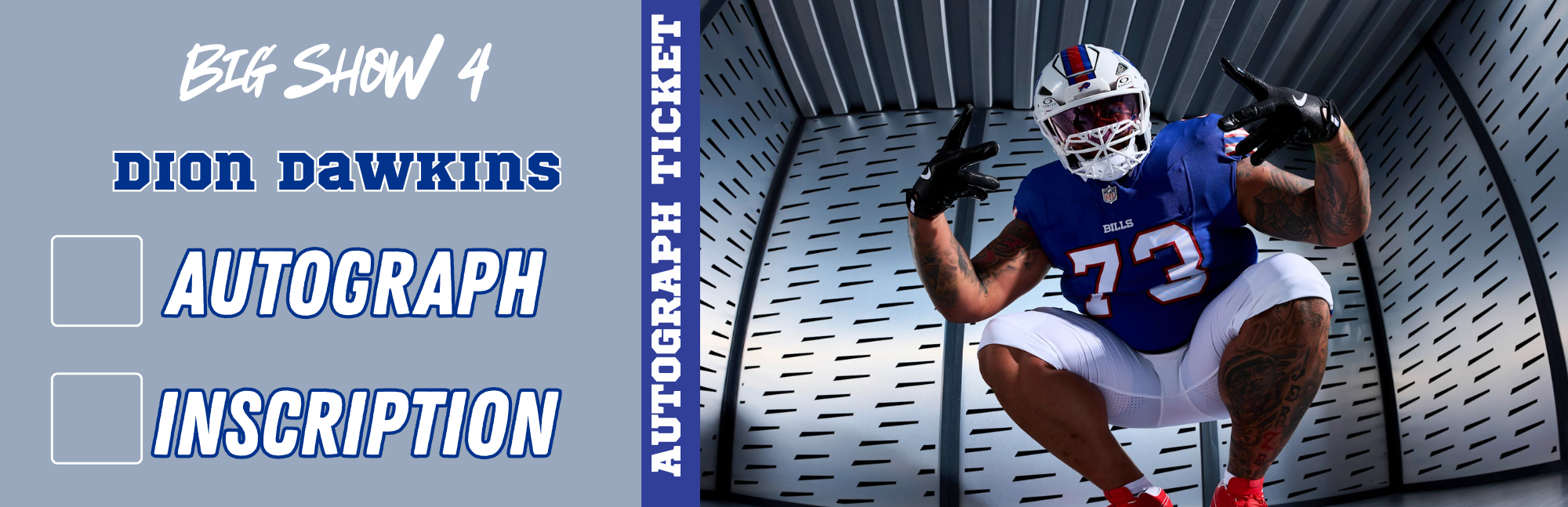 AUTOGRAPH TICKET: Get Your Flat (up to 16x20) or Mini Helmet Signed in Person by Dion Dawkins