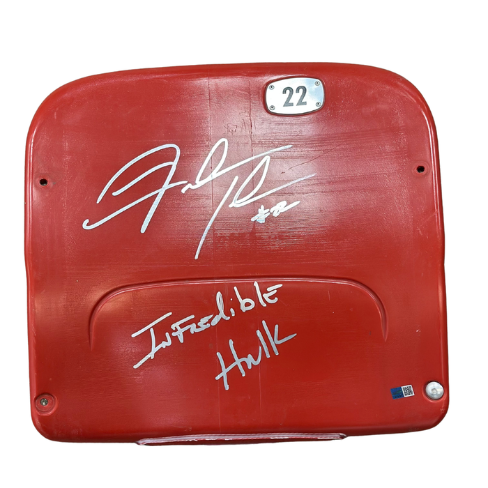 Fred Jackson Autographed Authentic Highmark Stadium Red Seatback with "Infredible Hulk