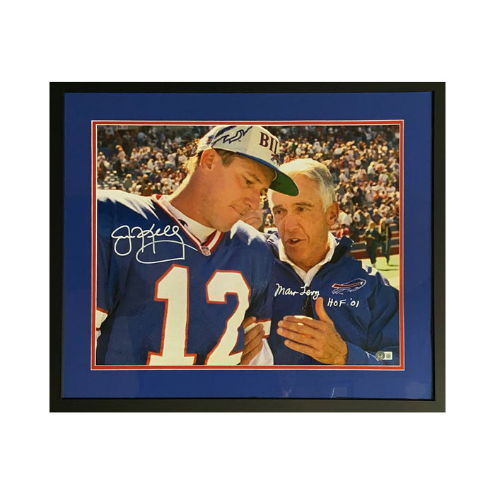 Jim Kelly and Marv Levy Dual Signed 16x20 Photo - Professionally Framed