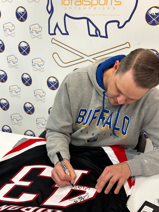 Martin Biron Signed Buffalo Sabres Authentic Goathead Jersey with "Let's Go Sabres"